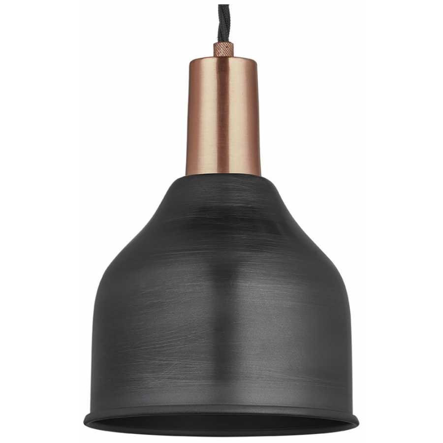 Industville Sleek Cone Pendant Light - 7 Inch - Pewter - Copper Holder