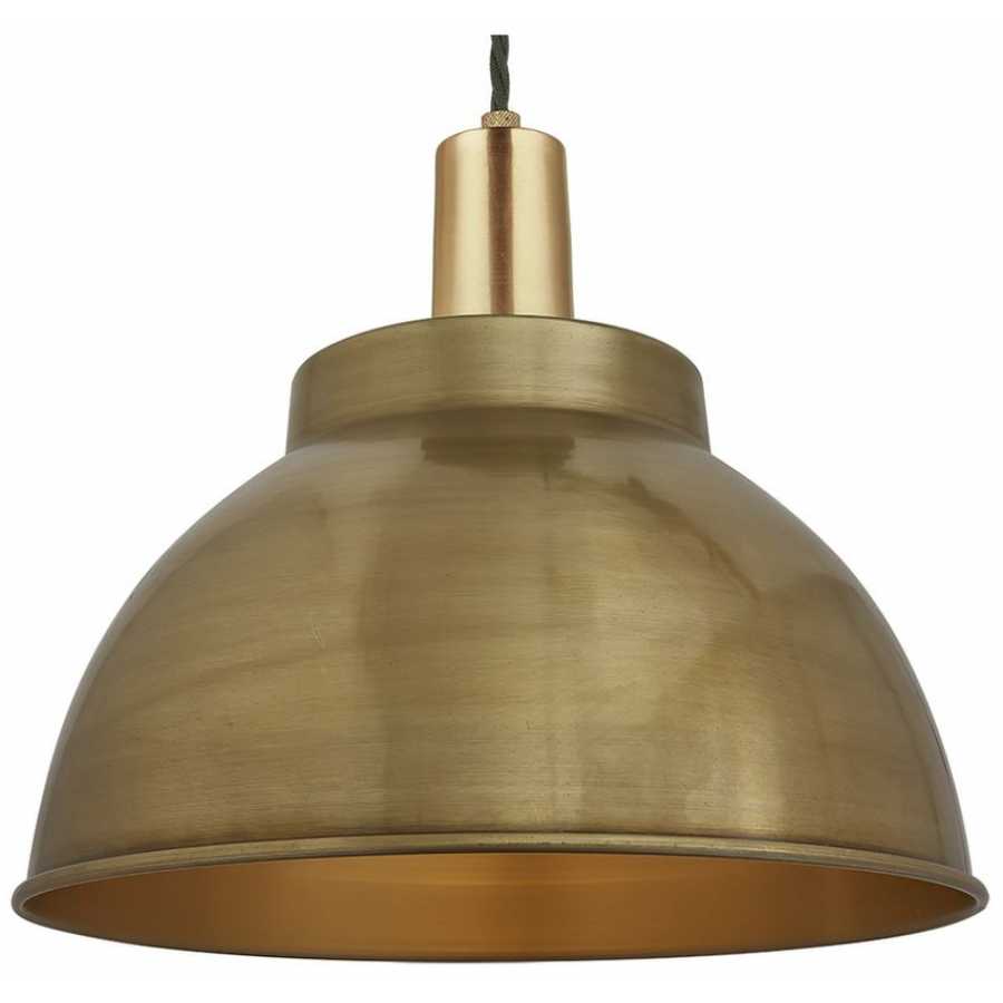 Industville Sleek Dome Pendant Light - 13 Inch - Brass - Brass Holder