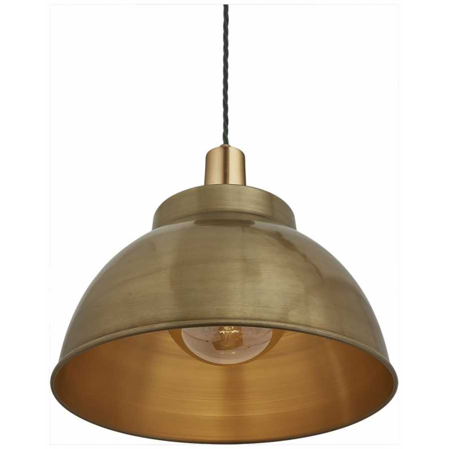 Industville Sleek Dome Pendant Light - 13 Inch - Brass - Brass Holder