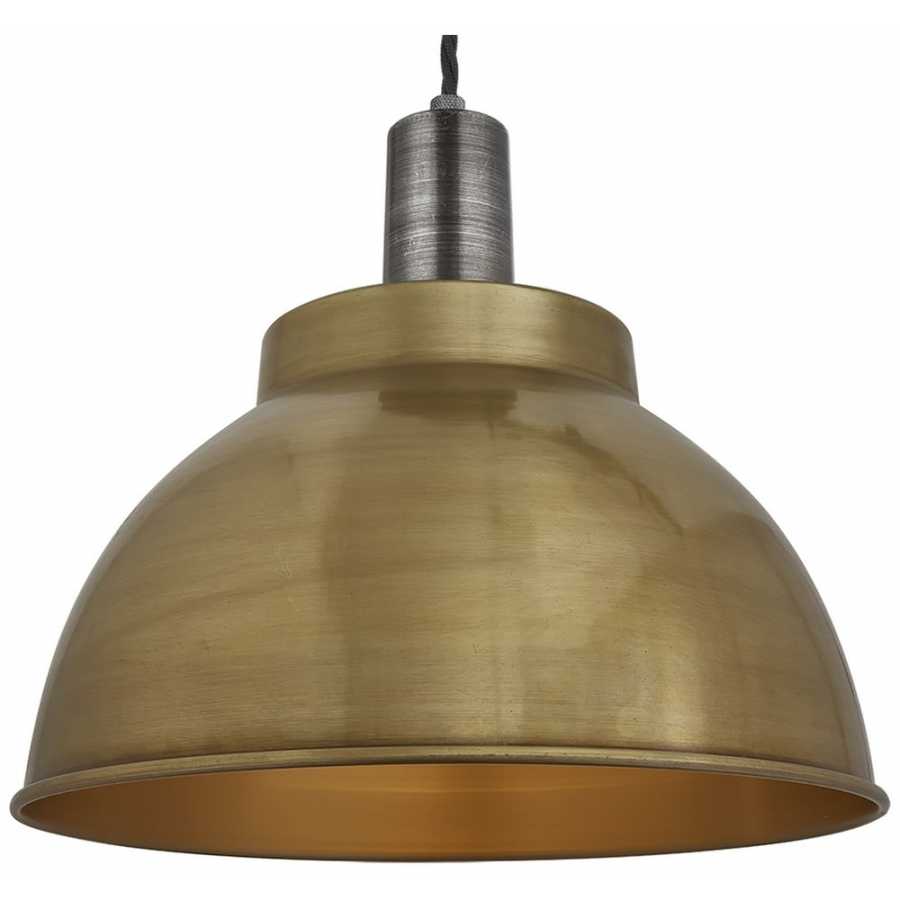 Industville Sleek Dome Pendant Light - 13 Inch - Brass - Pewter Holder
