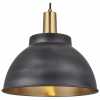 Industville Sleek Dome Pendant Light - 13 Inch - Pewter & Brass