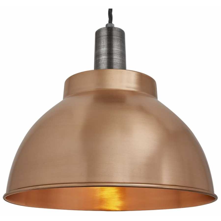 Industville Sleek Dome Pendant Light - 13 Inch - Copper - Pewter Holder