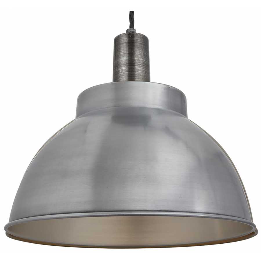 Industville Sleek Dome Pendant Light - 13 Inch - Light Pewter - Pewter Holder