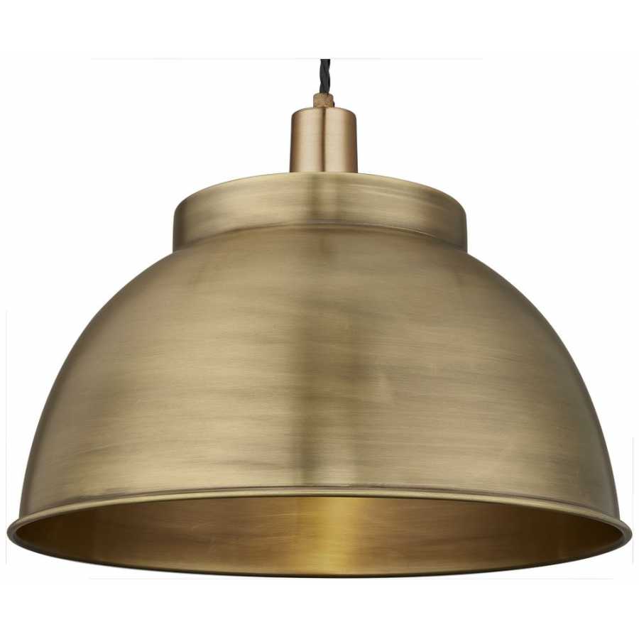Industville Sleek Dome Pendant Light - 17 Inch - Brass - Brass Holder