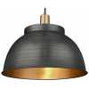 Industville Sleek Dome Pendant Light - 17 Inch - Pewter & Brass