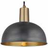 Industville Sleek Dome Pendant Light - 8 Inch - Pewter & Brass