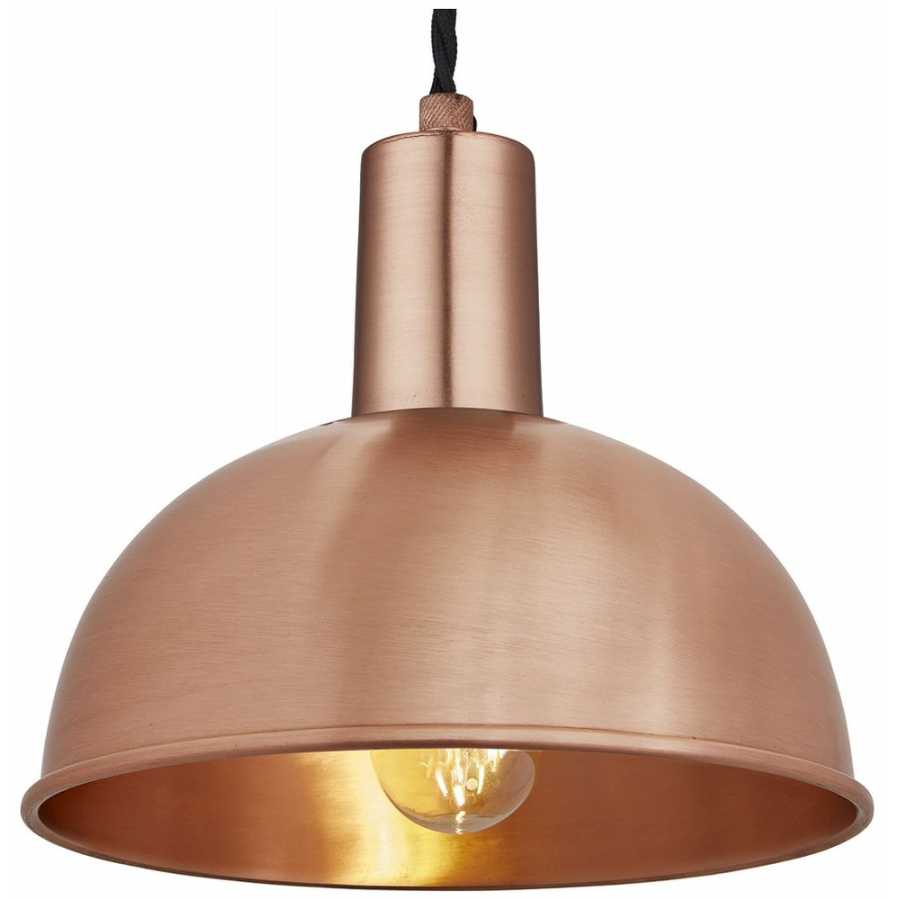 Industville Sleek Dome Pendant Light - 8 Inch - Copper - Copper Holder