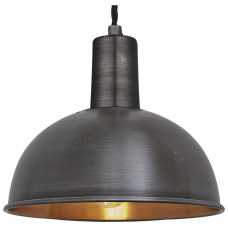 Industville Sleek Dome Pendant Light - 8 Inch - Pewter & Copper