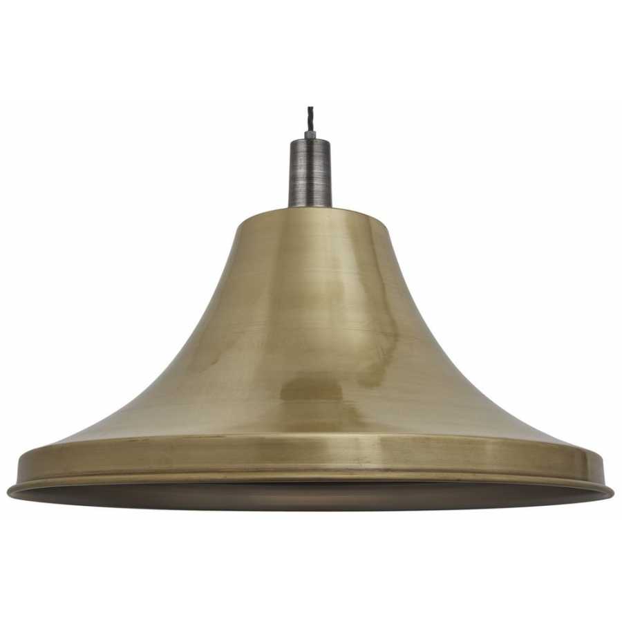 Industville Sleek Giant Bell Pendant Light - 20 Inch - Brass - Pewter Holder