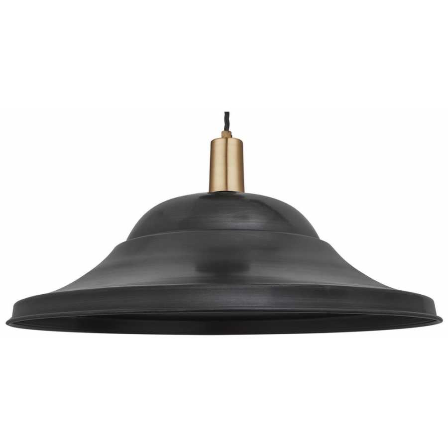 Industville Sleek Giant Hat Pendant Light - 21 Inch - Pewter - Brass Holder