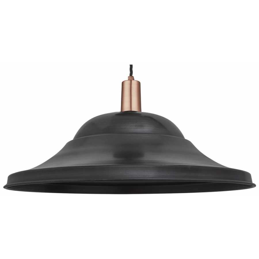 Industville Sleek Giant Hat Pendant Light - 21 Inch - Pewter - Copper Holder