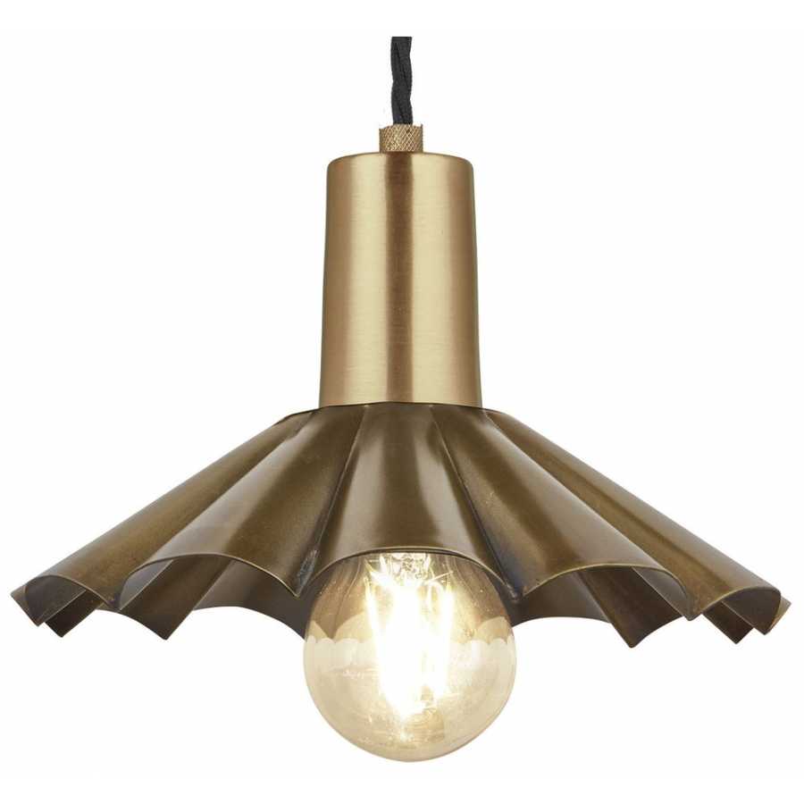 Industville Sleek Umbrella Pendant Light - 8 Inch - Brass - Brass Holder