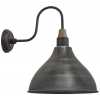 Industville Swan Neck Cone Wall Light - 12 Inch - Pewter