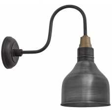 Industville Swan Neck Cone Wall Light - 7 Inch - Pewter