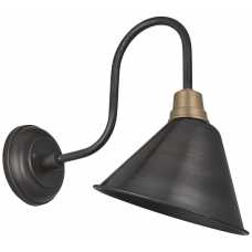 Industville Swan Neck Cone Wall Light - 8 Inch - Pewter