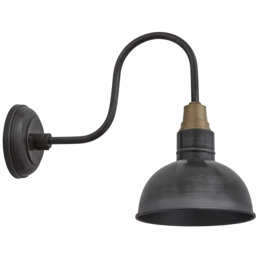 Industville Swan Neck Dome Wall Light - 8 Inch - Pewter