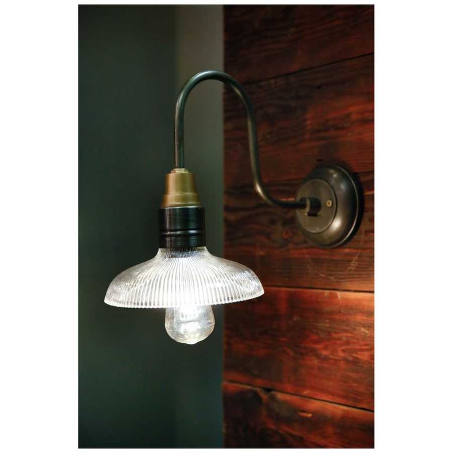 Industville Swan Neck Glass Dome Wall Light - 8 inch - Pewter