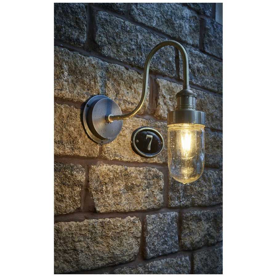 Industville Swan Neck Outdoor & Bathroom Wall Light - Pewter
