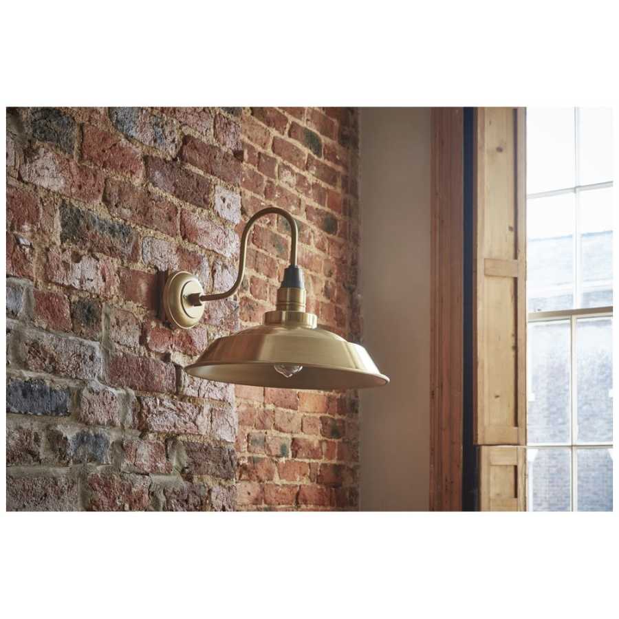 Industville Swan Neck Step Wall Light - 16 Inch - Brass