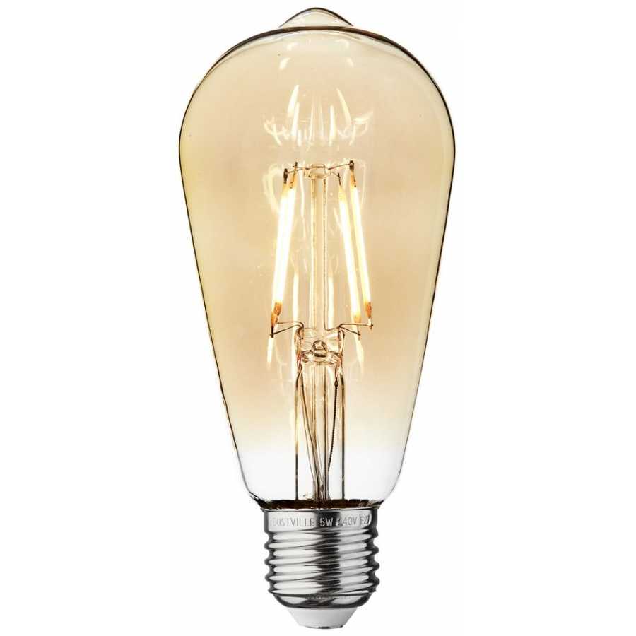 Industville Vintage Dimmable LED Edison Bulb Old Filament Lamp - 5W E27 Pear ST64 - Amber