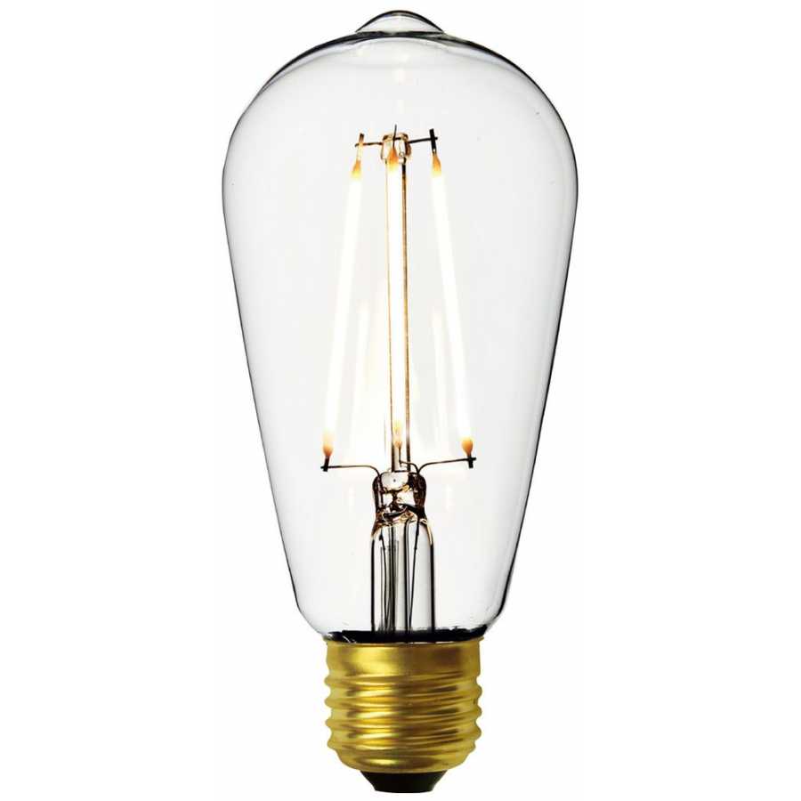 Industville Vintage Dimmable LED Edison Bulb Old Filament Lamp - 7W E27 Pear ST64 - Clear