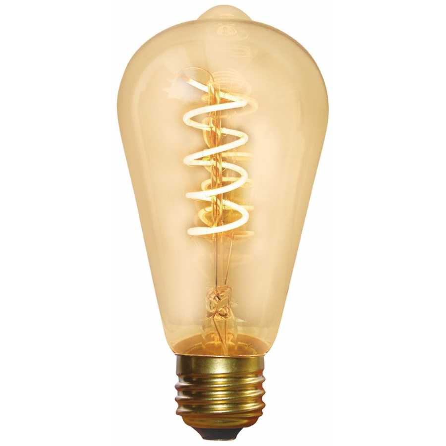 Industville Vintage Spiral Dimmable LED Edison Bulb Old Filament Lamp - 5W E27 Pear ST64 - Amber