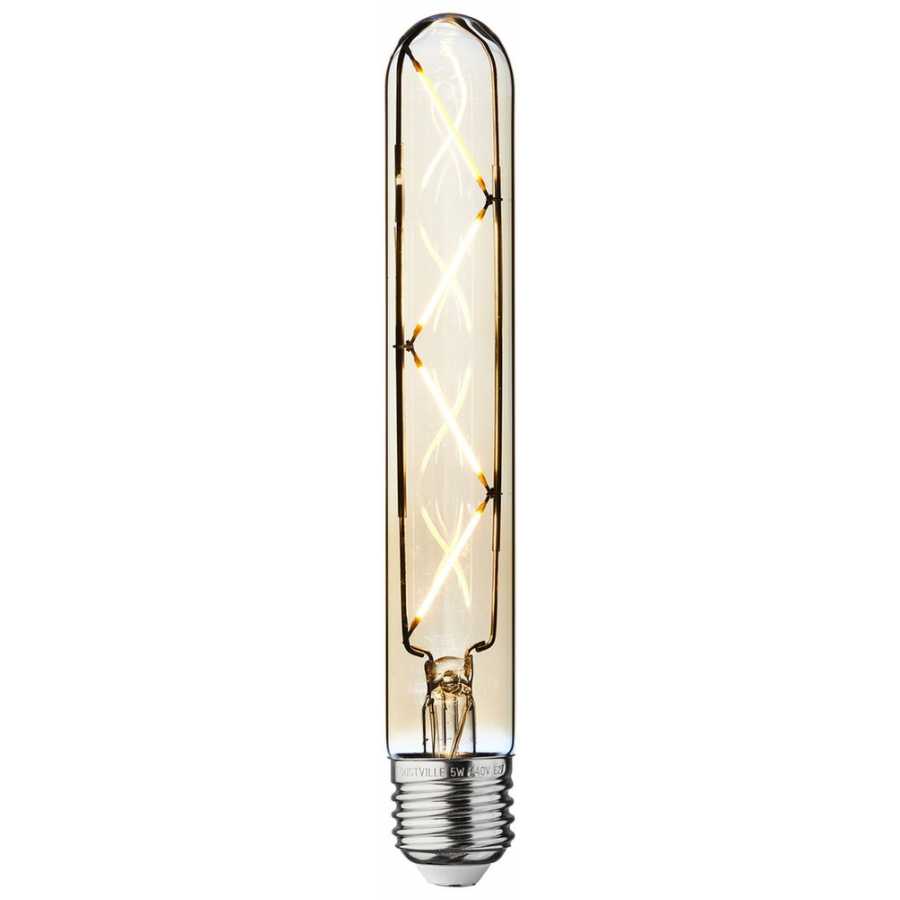 Industville Vintage Dimmable LED Edison Bulb Old Filament Lamp - 5W E27 Cylinder T30 - Amber
