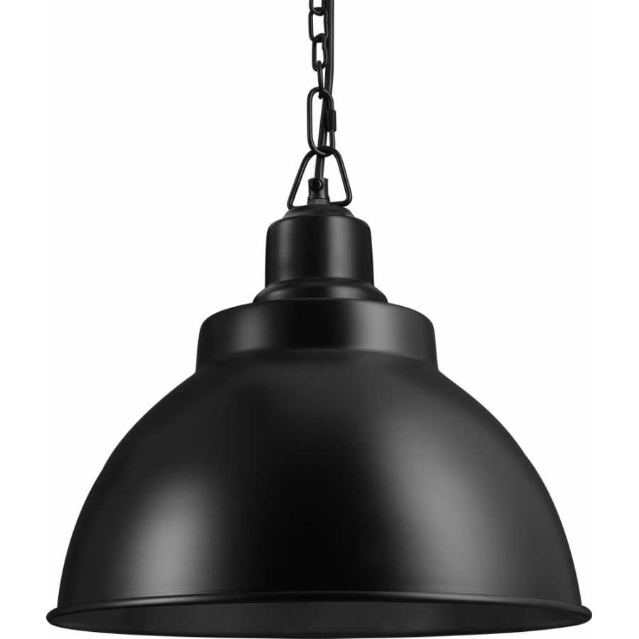 Industville Brooklyn Dome Pendant Light - 13 Inch - Matte Black - Black Chain Holder