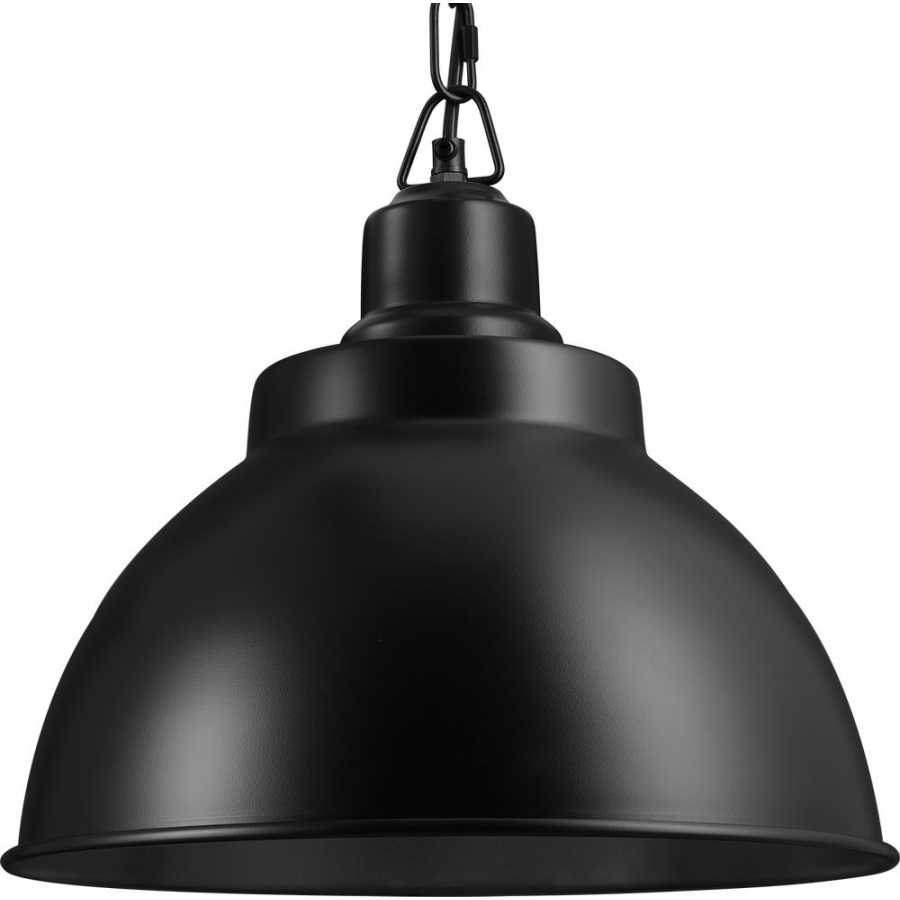 Industville Brooklyn Dome Pendant Light - 13 Inch - Matte Black - Black Chain Holder