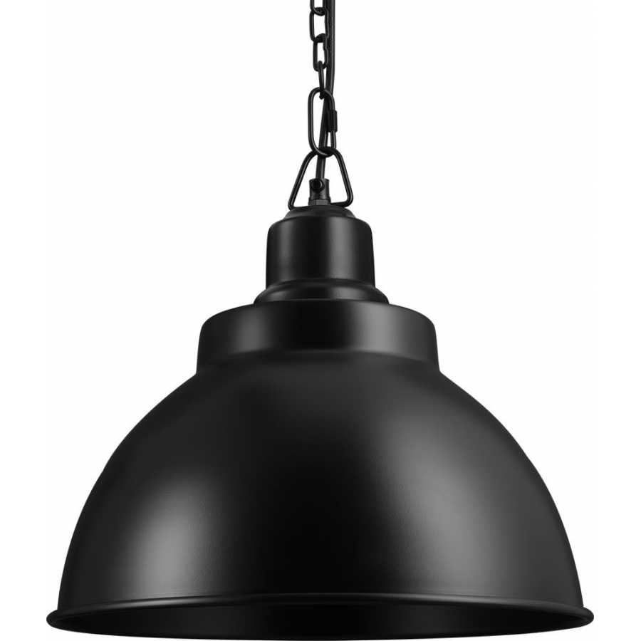 Industville Brooklyn Dome Pendant Light - 13 Inch - Matte Black - Black Chain Holder