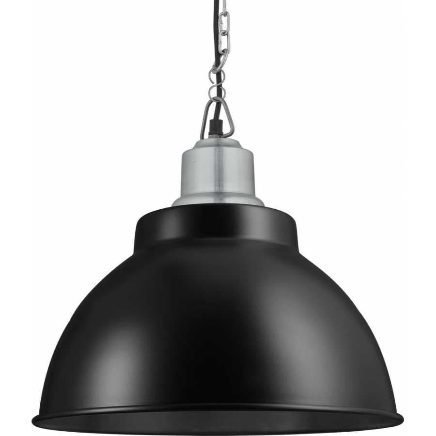 Industville Brooklyn Dome Pendant Light - 13 Inch - Matte Black - Light Pewter Chain Holder