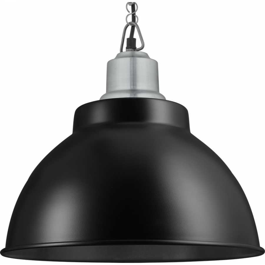 Industville Brooklyn Dome Pendant Light - 13 Inch - Matte Black - Light Pewter Chain Holder