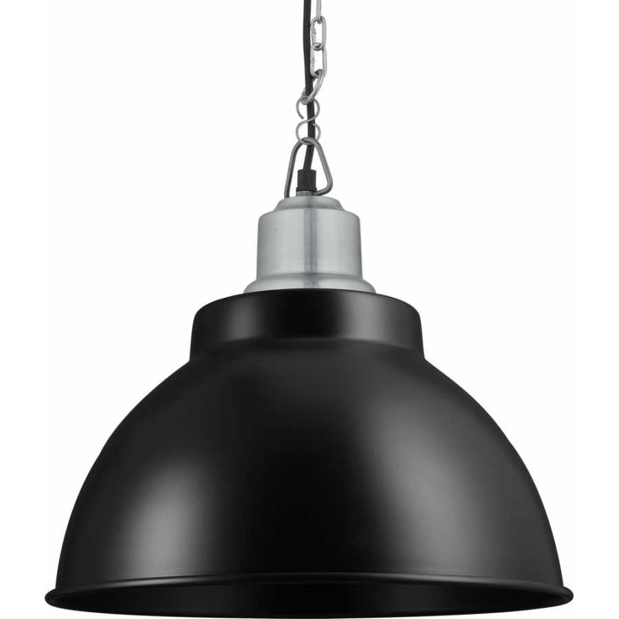 Industville Brooklyn Dome Pendant Light - 13 Inch - Matte Black - Light Pewter Chain Holder