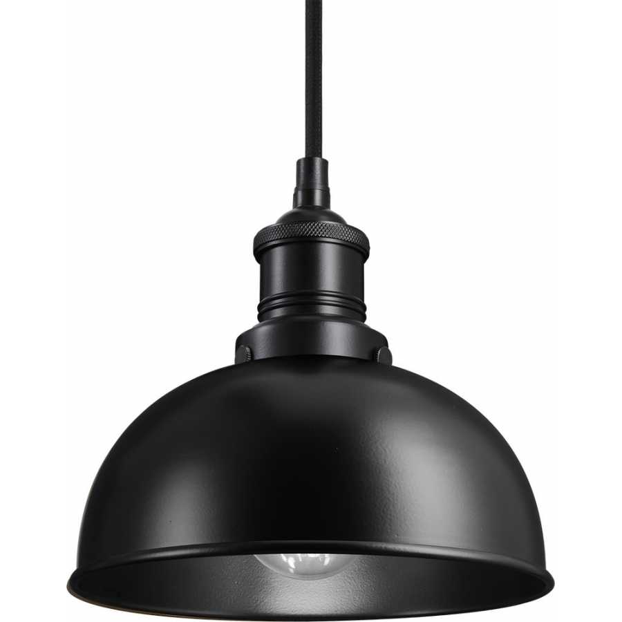 Industville Brooklyn Dome Pendant Light - 8 Inch - Matte Black - Black Holder