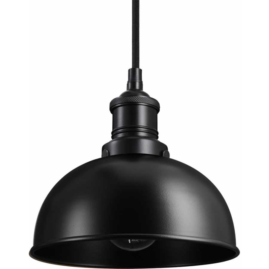 Industville Brooklyn Dome Pendant Light - 8 Inch - Matte Black - Black Holder