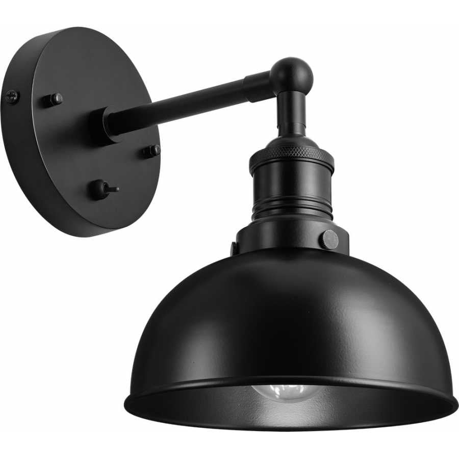 Industville Brooklyn Dome Wall Light - 8 Inch - Matte Black - Black Holder