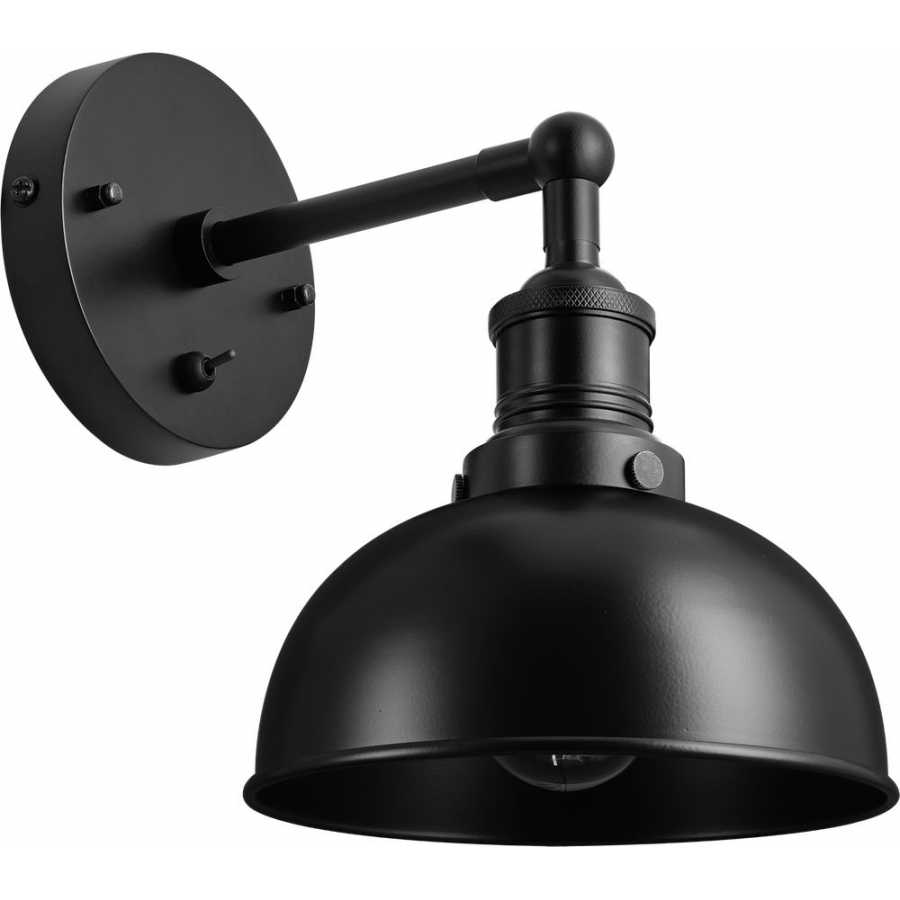 Industville Brooklyn Dome Wall Light - 8 Inch - Matte Black - Black Holder