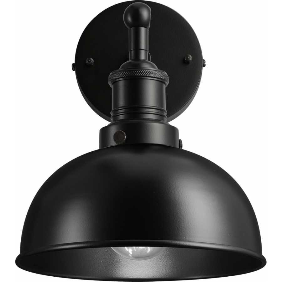 Industville Brooklyn Dome Wall Light - 8 Inch - Matte Black - Black Holder