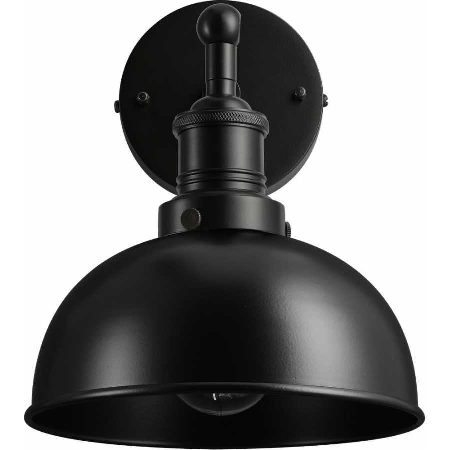 Industville Brooklyn Dome Wall Light - 8 Inch - Matte Black - Black Holder