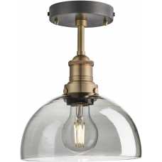 Industville Brooklyn Tinted Glass Dome Flush Mount - 8 Inch - Smoke Grey