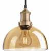 Industville Brooklyn Tinted Glass Dome Pendant Light - 8 Inch - Amber