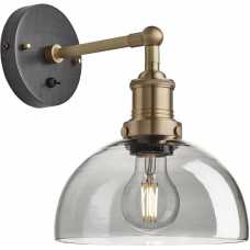Industville Brooklyn Tinted Glass Dome Wall Light - 8 Inch - Smoke Grey