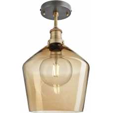 Industville Brooklyn Tinted Glass Schoolhouse Flush Mount - 10 Inch - Amber