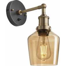 Industville Brooklyn Tinted Glass Schoolhouse Wall Light - 5.5 Inch - Amber
