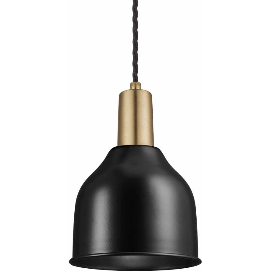 Industville Sleek Cone Pendant Light - 7 Inch - Matte Black - Brass Holder