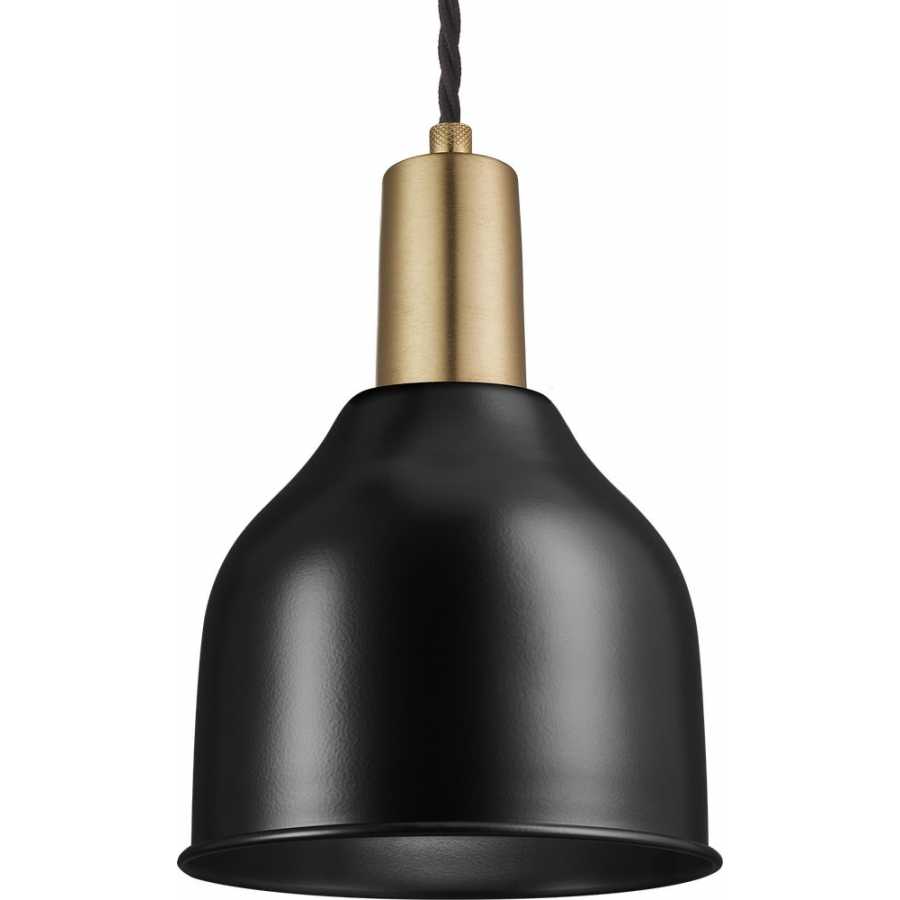 Industville Sleek Cone Pendant Light - 7 Inch - Matte Black - Brass Holder