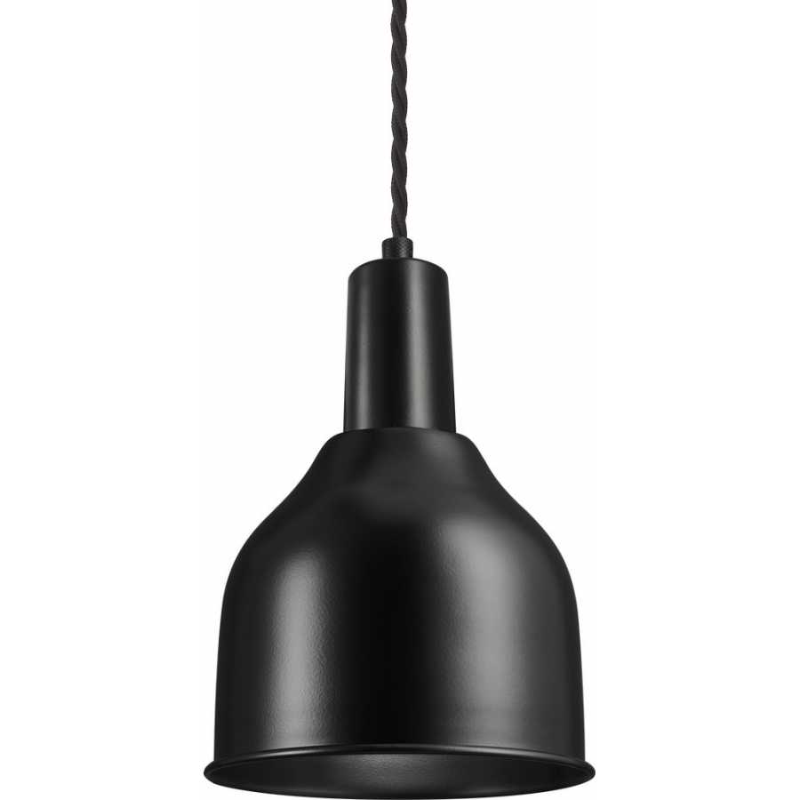 Industville Sleek Cone Pendant Light - 7 Inch - Matte Black - Black Holder