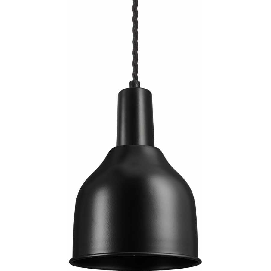 Industville Sleek Cone Pendant Light - 7 Inch - Matte Black - Black Holder