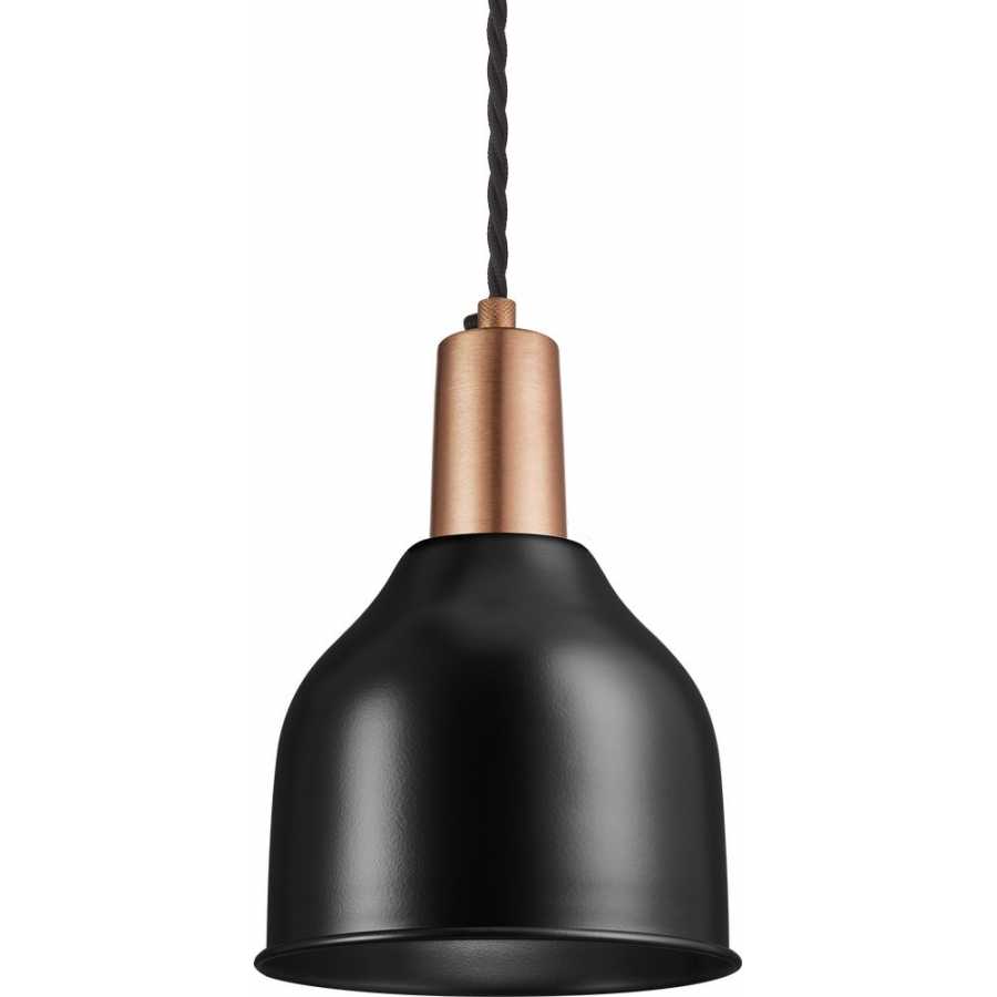 Industville Sleek Cone Pendant Light - 7 Inch - Matte Black - Copper Holder