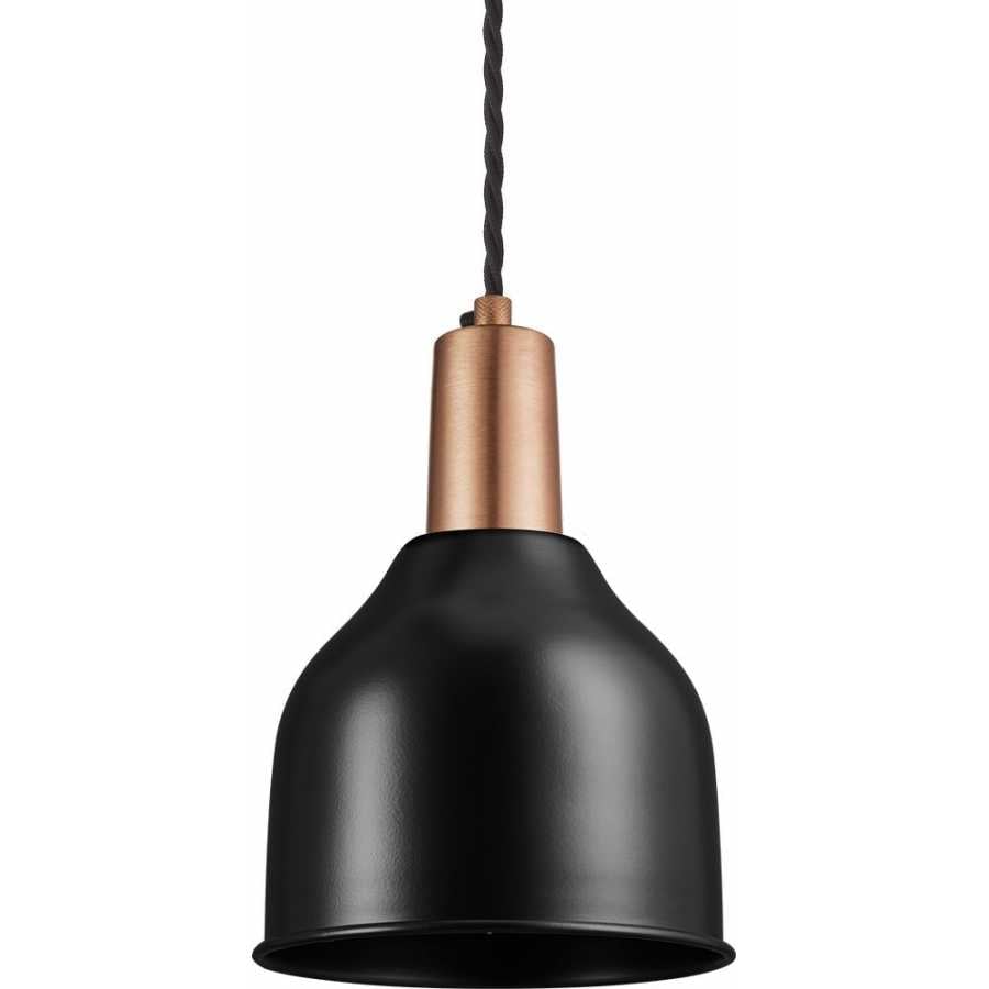 Industville Sleek Cone Pendant Light - 7 Inch - Matte Black - Copper Holder